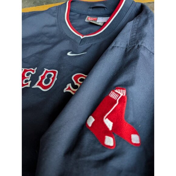 Vintage Nike Team Center Swoosh Boston Red Sox Pullover Windbreaker Sz M Blue - Picture 7 of 9